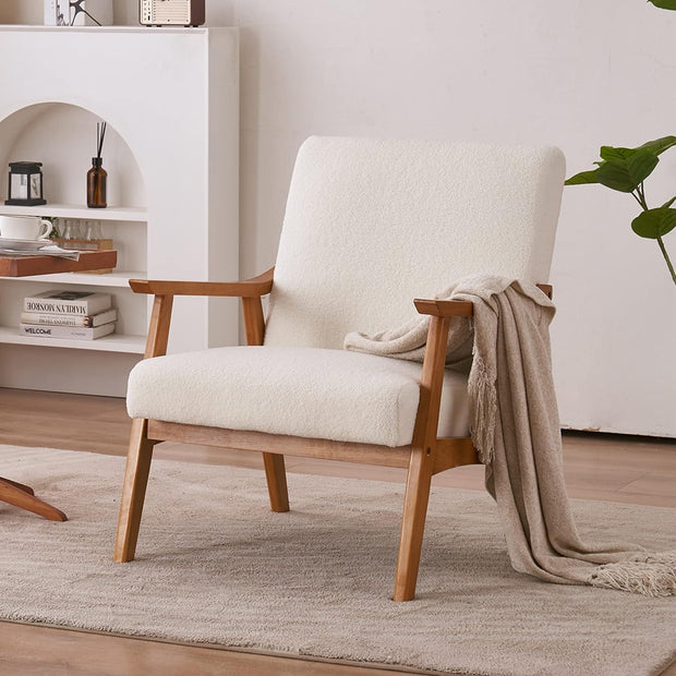 Mid-Century Accent Chair Modern Retro Leisure Chair with Solid Wood Frame
