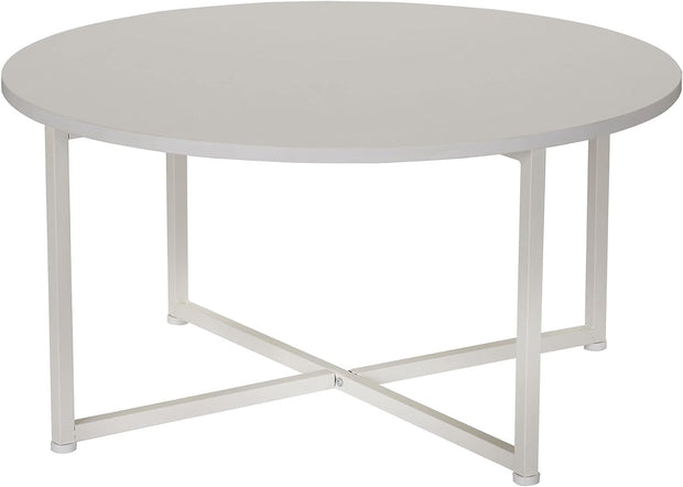 Jamestown Round Coffee Table Ashwood Rustic Wood Grain and Black Metal 