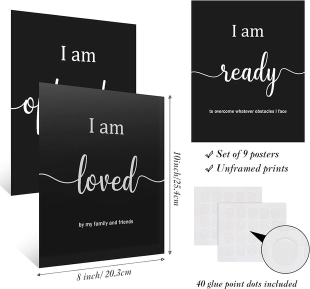 9 Pieces Inspirational Motivational Office & Bedroom Wall Art