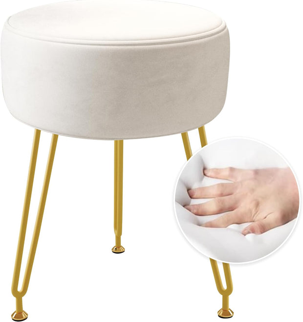 Soft Padded Ottoman Velvet Vanity Stool - Stool for Bedroom