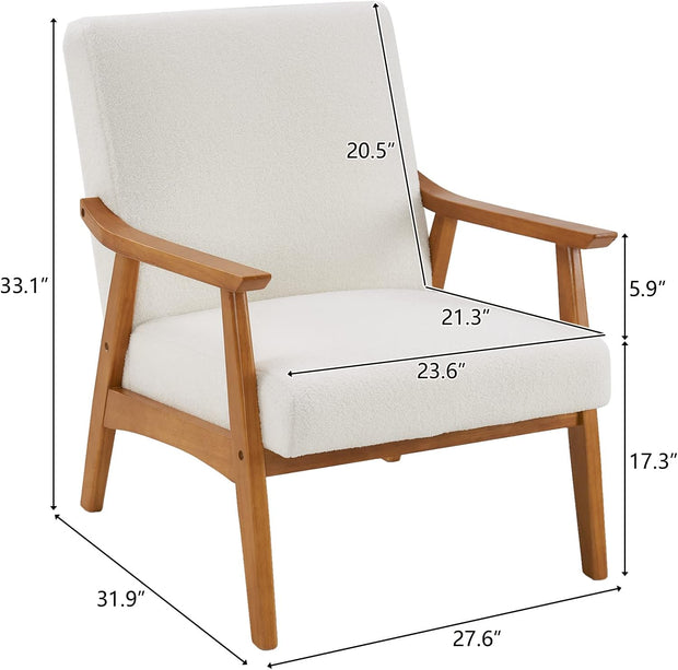 Mid-Century Accent Chair Modern Retro Leisure Chair with Solid Wood Frame
