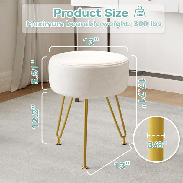 Soft Padded Ottoman Velvet Vanity Stool - Stool for Bedroom