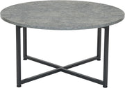 Jamestown Round Coffee Table Ashwood Rustic Wood Grain and Black Metal 