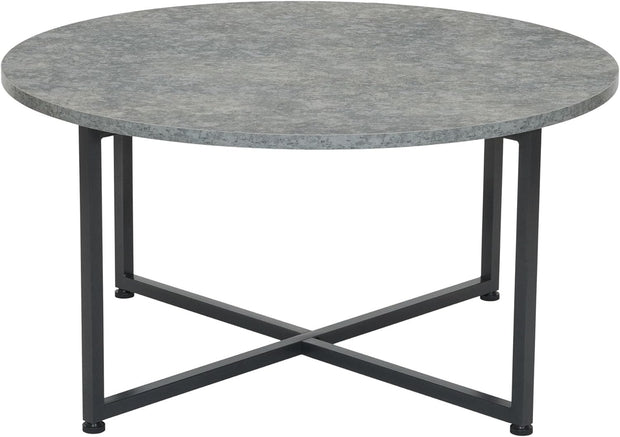 Jamestown Round Coffee Table Ashwood Rustic Wood Grain and Black Metal 