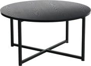 Jamestown Round Coffee Table Ashwood Rustic Wood Grain and Black Metal 