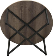 Jamestown Round Coffee Table Ashwood Rustic Wood Grain and Black Metal 