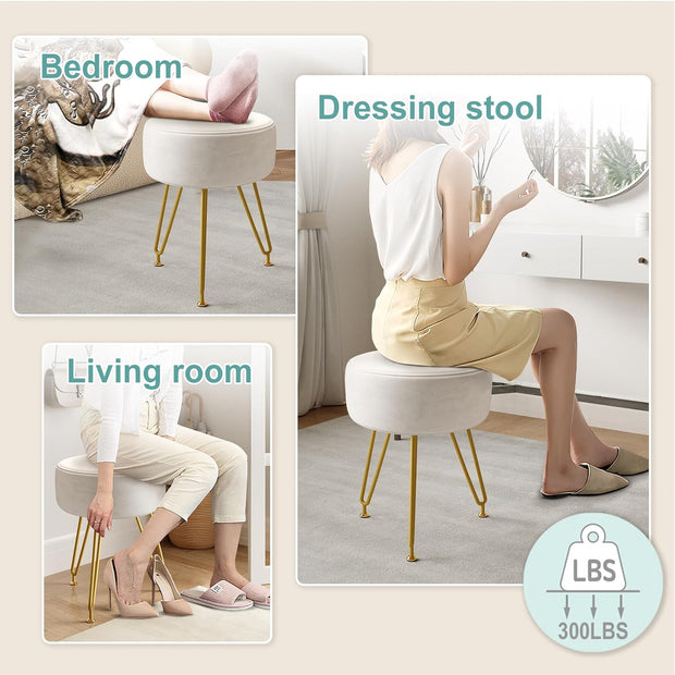 Soft Padded Ottoman Velvet Vanity Stool - Stool for Bedroom
