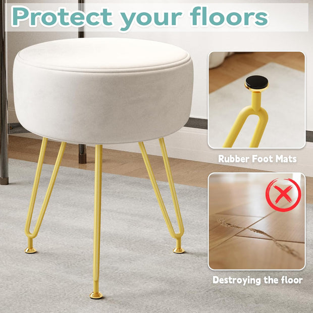 Soft Padded Ottoman Velvet Vanity Stool - Stool for Bedroom