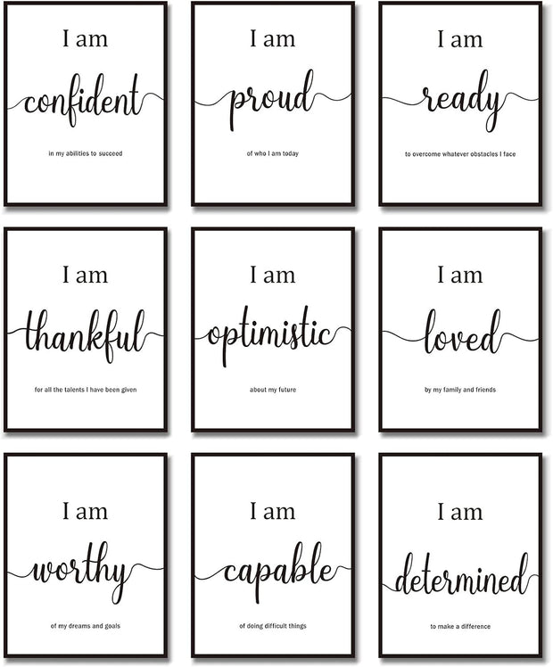 9 Pieces Inspirational Motivational Office & Bedroom Wall Art