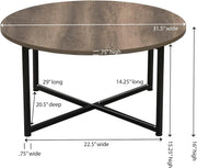 Jamestown Round Coffee Table Ashwood Rustic Wood Grain and Black Metal 