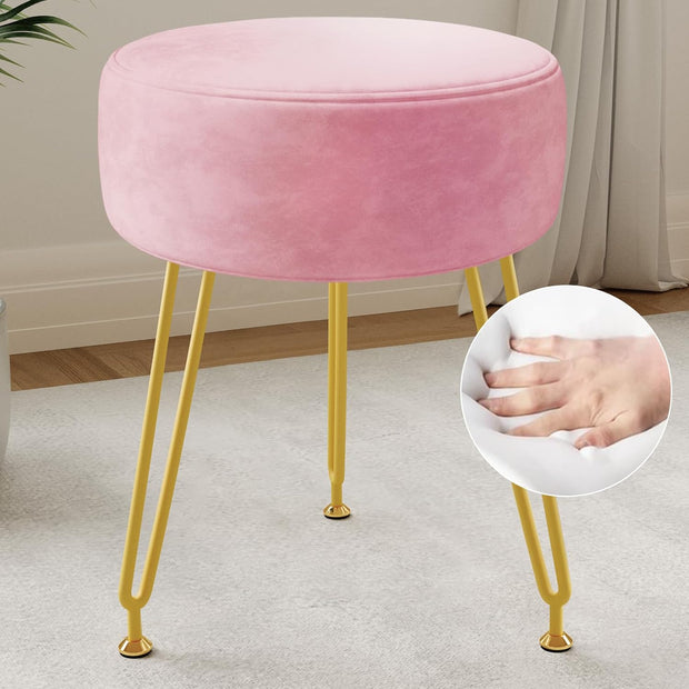 Soft Padded Ottoman Velvet Vanity Stool - Stool for Bedroom