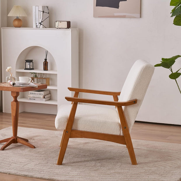 Mid-Century Accent Chair Modern Retro Leisure Chair with Solid Wood Frame