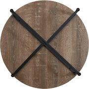 Jamestown Round Coffee Table Ashwood Rustic Wood Grain and Black Metal 