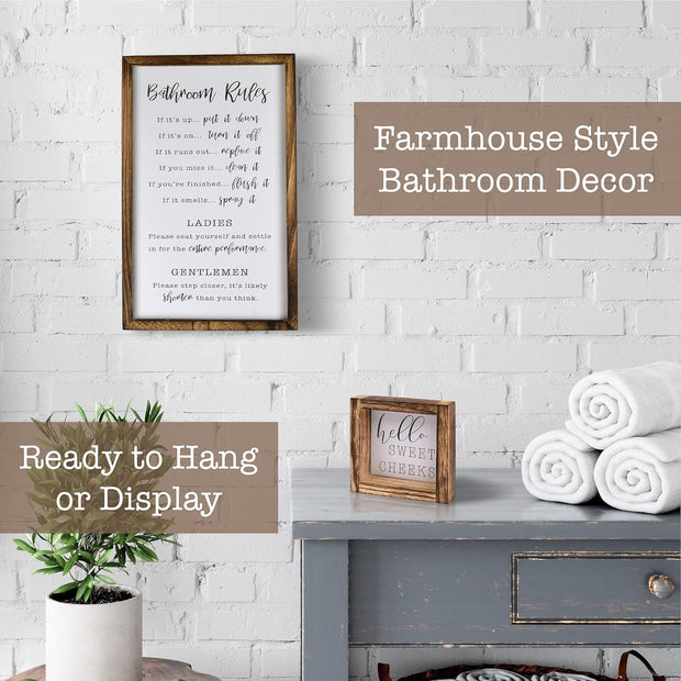 Farmhouse Bathroom Decor Wall Signs Set of 2 