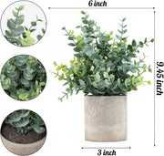 Fake Plants, Eucalyptus Potted Artificial Plants for Shelf Desk Home Bathroom Farmhouse Room Coffee Table Decor 