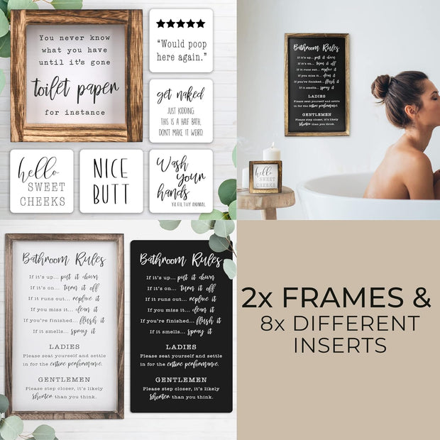Farmhouse Bathroom Decor Wall Signs Set of 2 