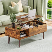 Small Coffee Table with Storage Shelf and Hidden Compartment
