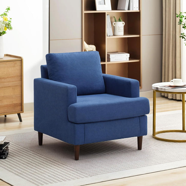 Modern Linen Fabric Armchair with Mid-Century Accent 