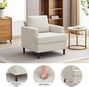 Modern Linen Fabric Armchair with Mid-Century Accent 