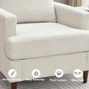 Modern Linen Fabric Armchair with Mid-Century Accent 