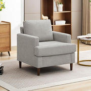Modern Linen Fabric Armchair with Mid-Century Accent 