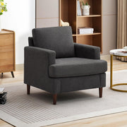 Modern Linen Fabric Armchair with Mid-Century Accent 