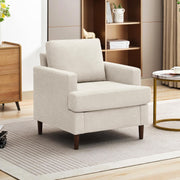 Modern Linen Fabric Armchair with Mid-Century Accent 