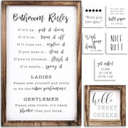Farmhouse Bathroom Decor Wall Signs Set of 2 