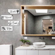 4 Pieces Bathroom Wall Art Rustic Farmhouse Decor Sign Relax Soak Unwind Breathe Wood Hanging Sign for Home Spa Bathroom Laundry Decor