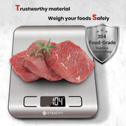 Food Scale, Digital Kitchen Scale, 304 Stainless Steel, Weight in Grams and Ounces for Baking, Cooking, and Meal Prep, LCD Display, Medium