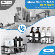 Adhesive Shower Caddy, 5 Pack Rustproof Stainless Steel Bath Organizers with Large Capacity, No Drilling Shelves for Bathroom Storage & Home Decor